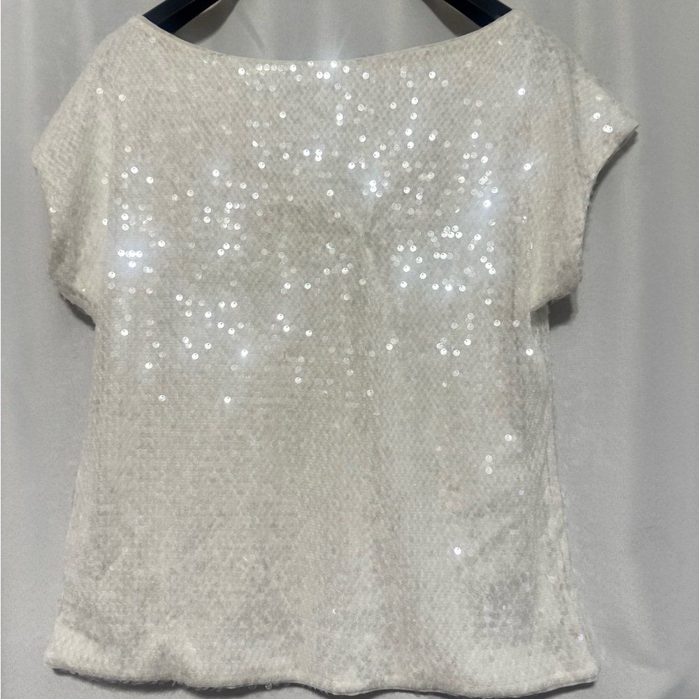 Express Women's white blouse white Sequins - Picture 3 of 4